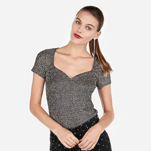 Metallic Short Sleeve Sweetheart Top NWT